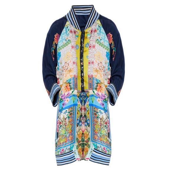 NEW JOHNNY WAS reversible long fiori silk twill kimono coat in multi - Picture 3 of 3